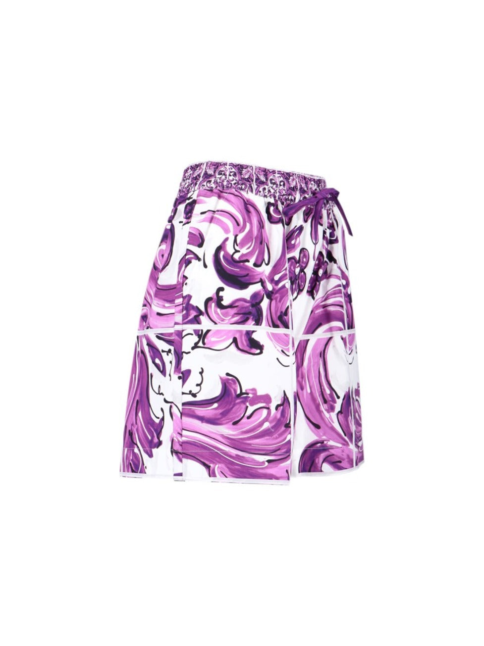 Baroque-Print Relaxed Short With Adjustable Waistband