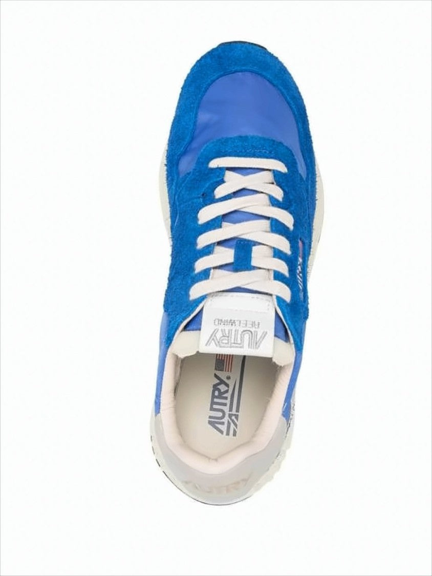 Vibrant Blue Suede and Nylon Sneakers with Textured Sole