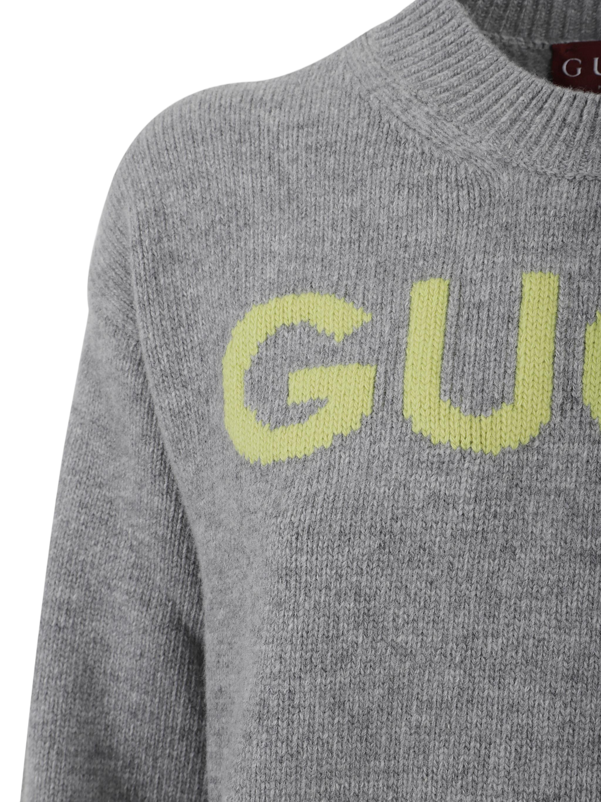 Wool Knit Sweater With Contrasting Logo