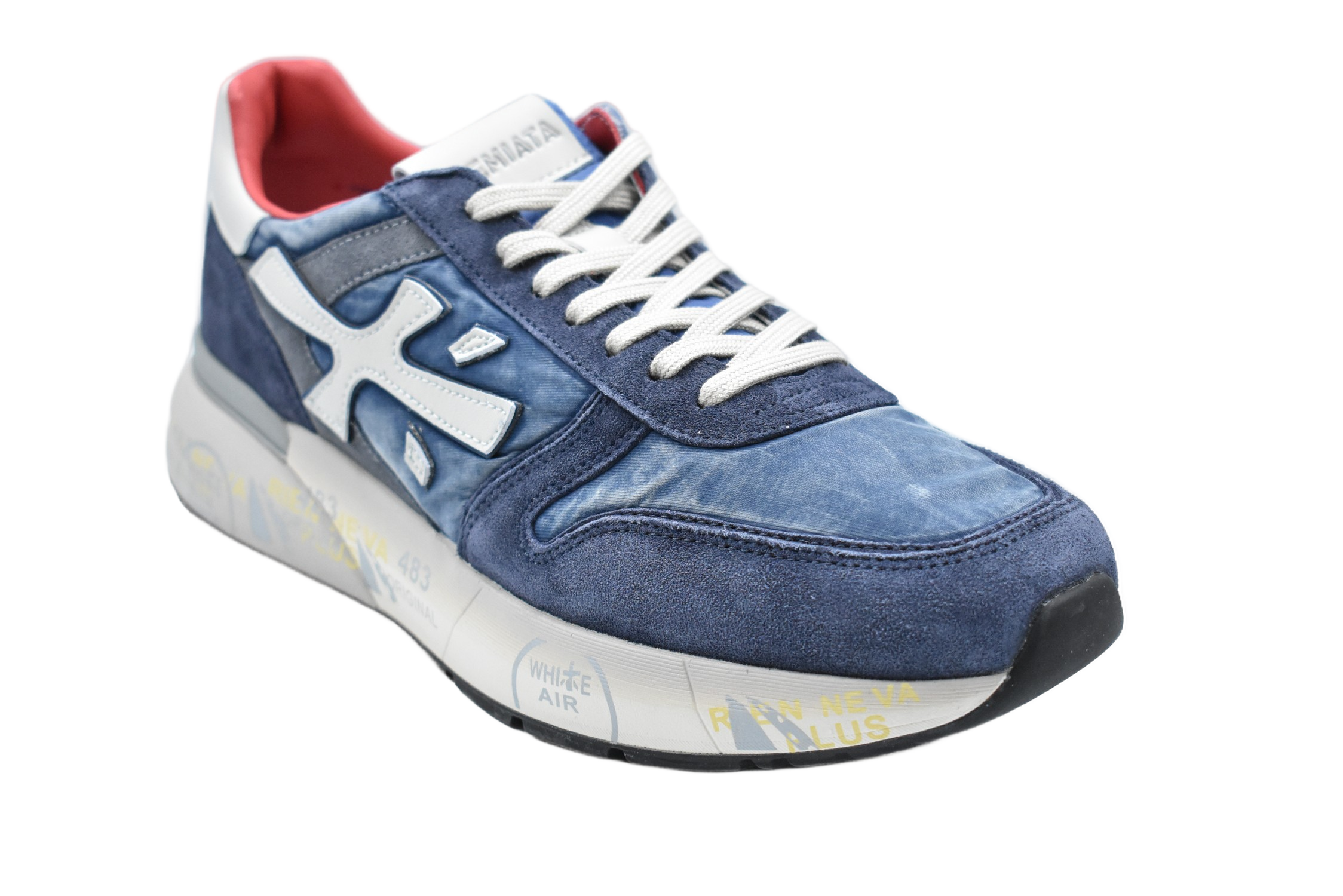 Layered Blue Suede Low Sneakers With Sole