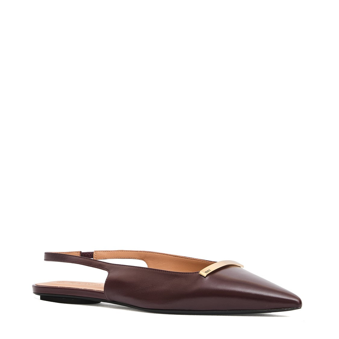 Low-heeled Burgundy Leather Slingbacks