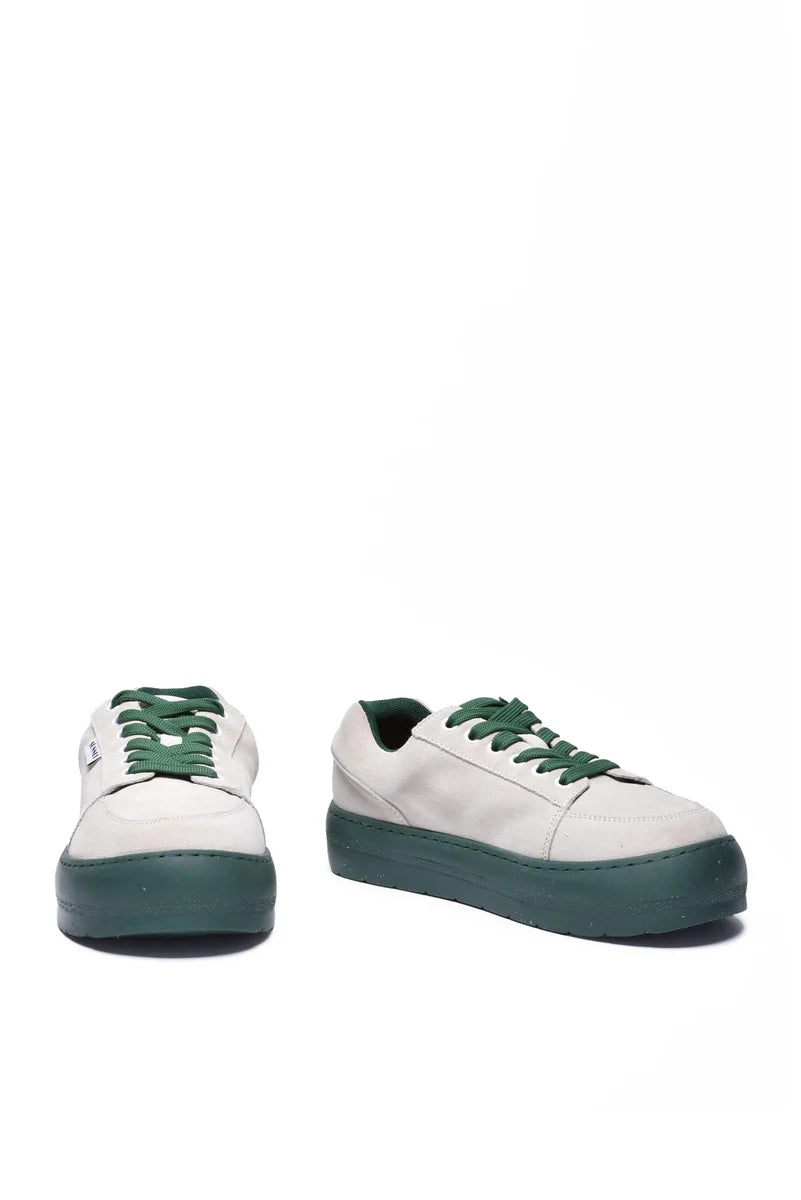 Suede Sneaker - Beige/Green