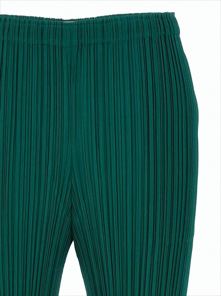 Pleated Green Track Pants with Tapered Legs