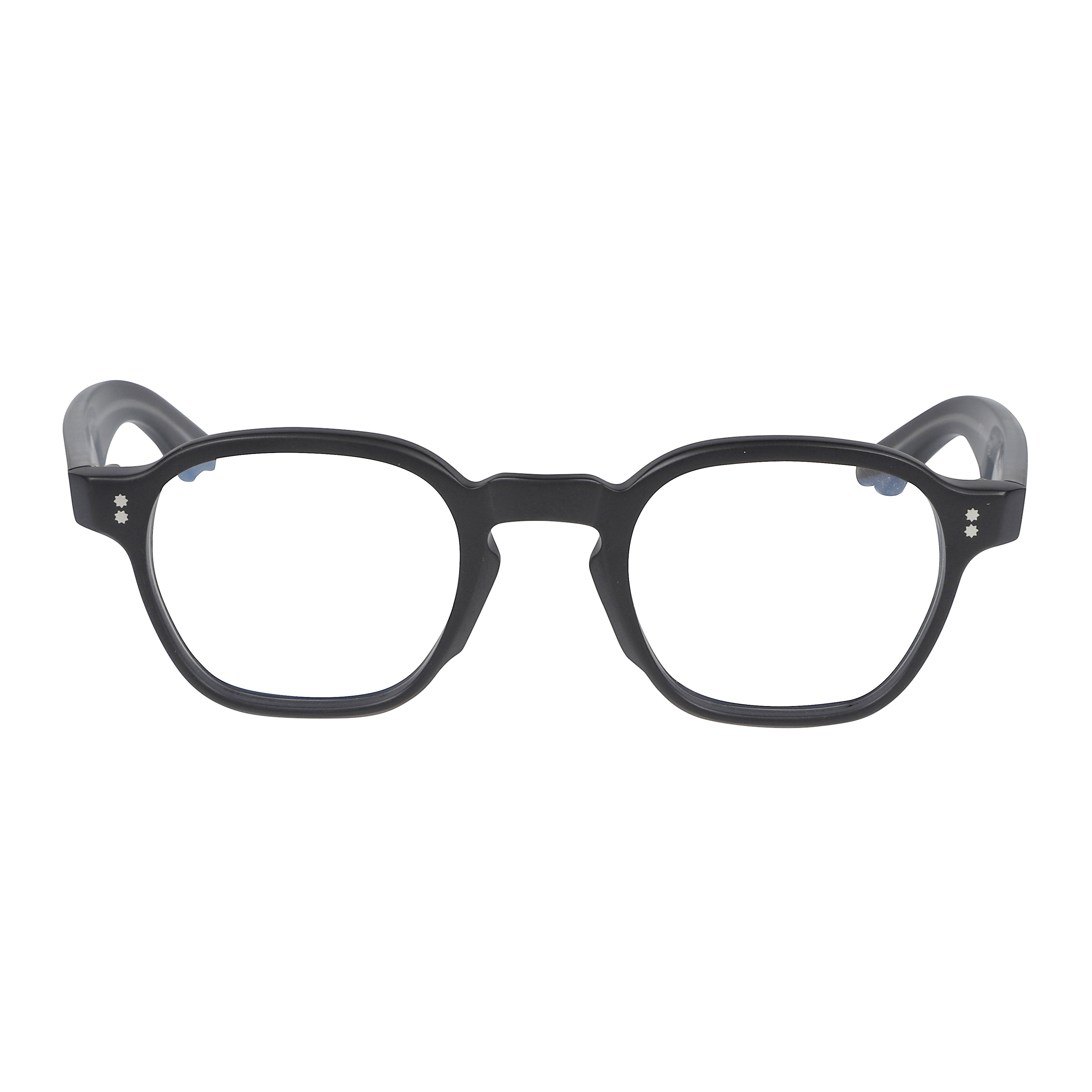 K-Master Square-Frame Eyeglasses with Subtle Silver Rivets