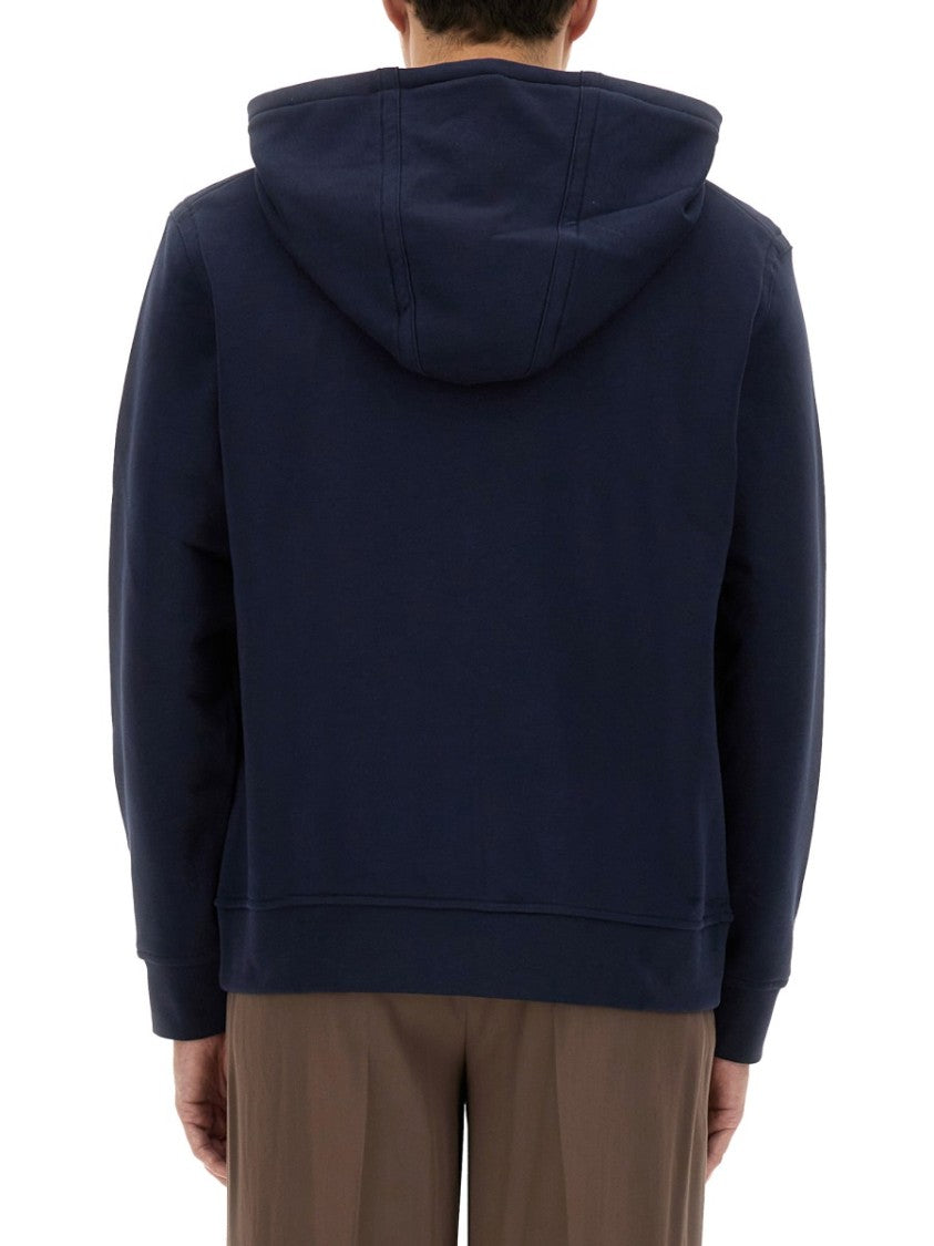 Zip-Up Black Hoodie With Embossed Logo