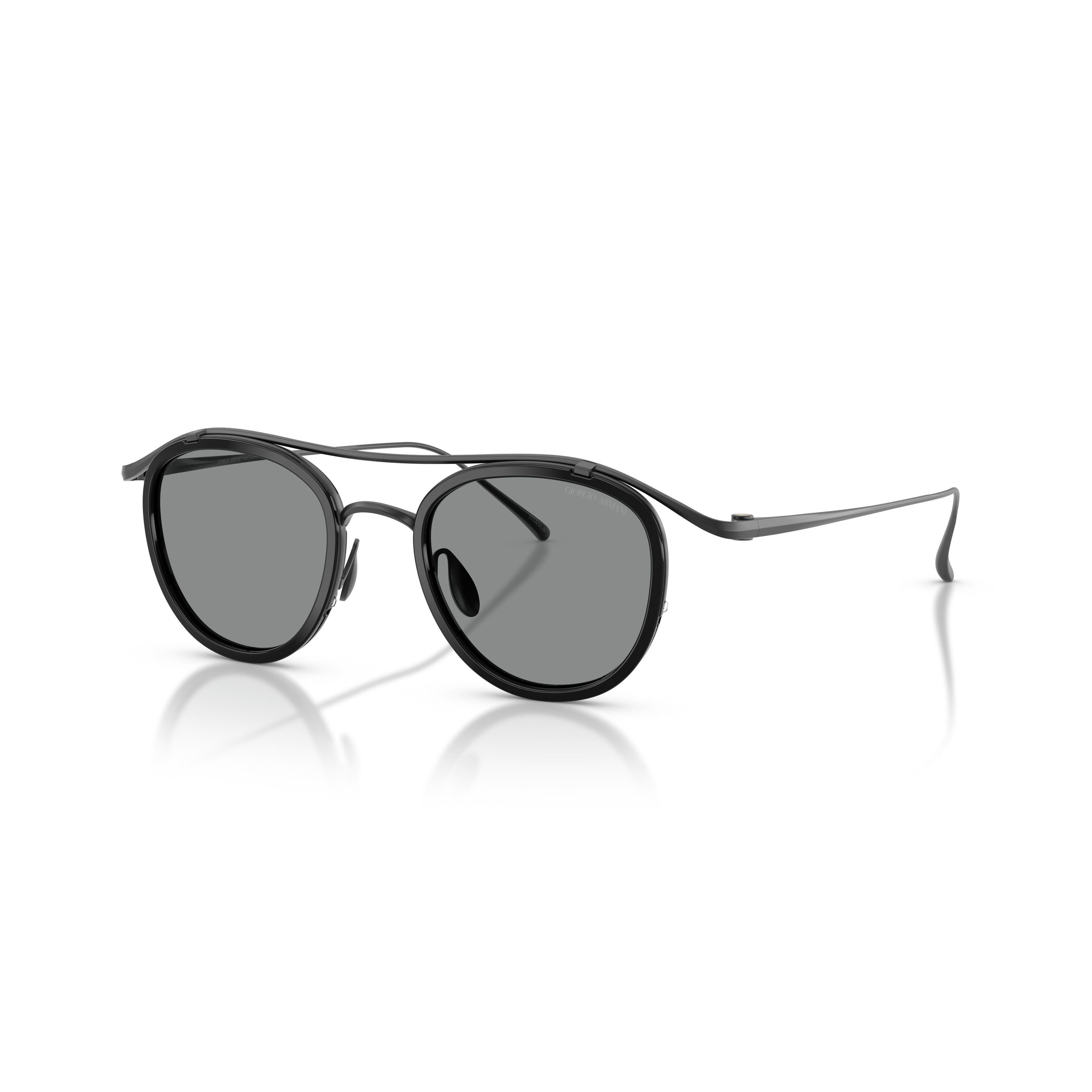 0ar6179t Rounded Black Titanium Sunglasses with Double Bridge Design