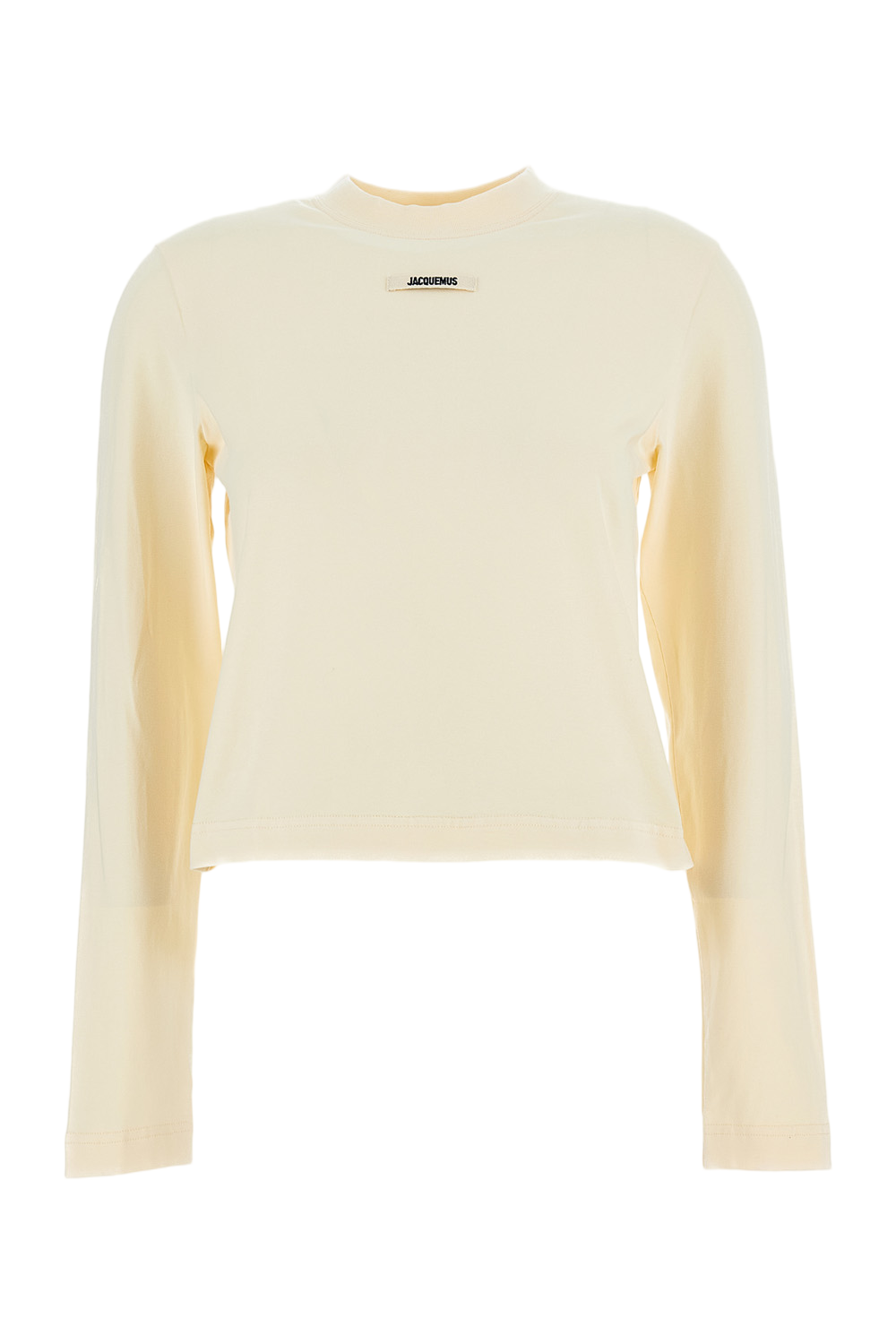 Cropped Cream Long-Sleeved T-Shirt