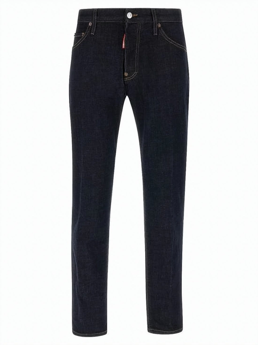 Straight-Leg Denim Pants with Dark Indigo Wash