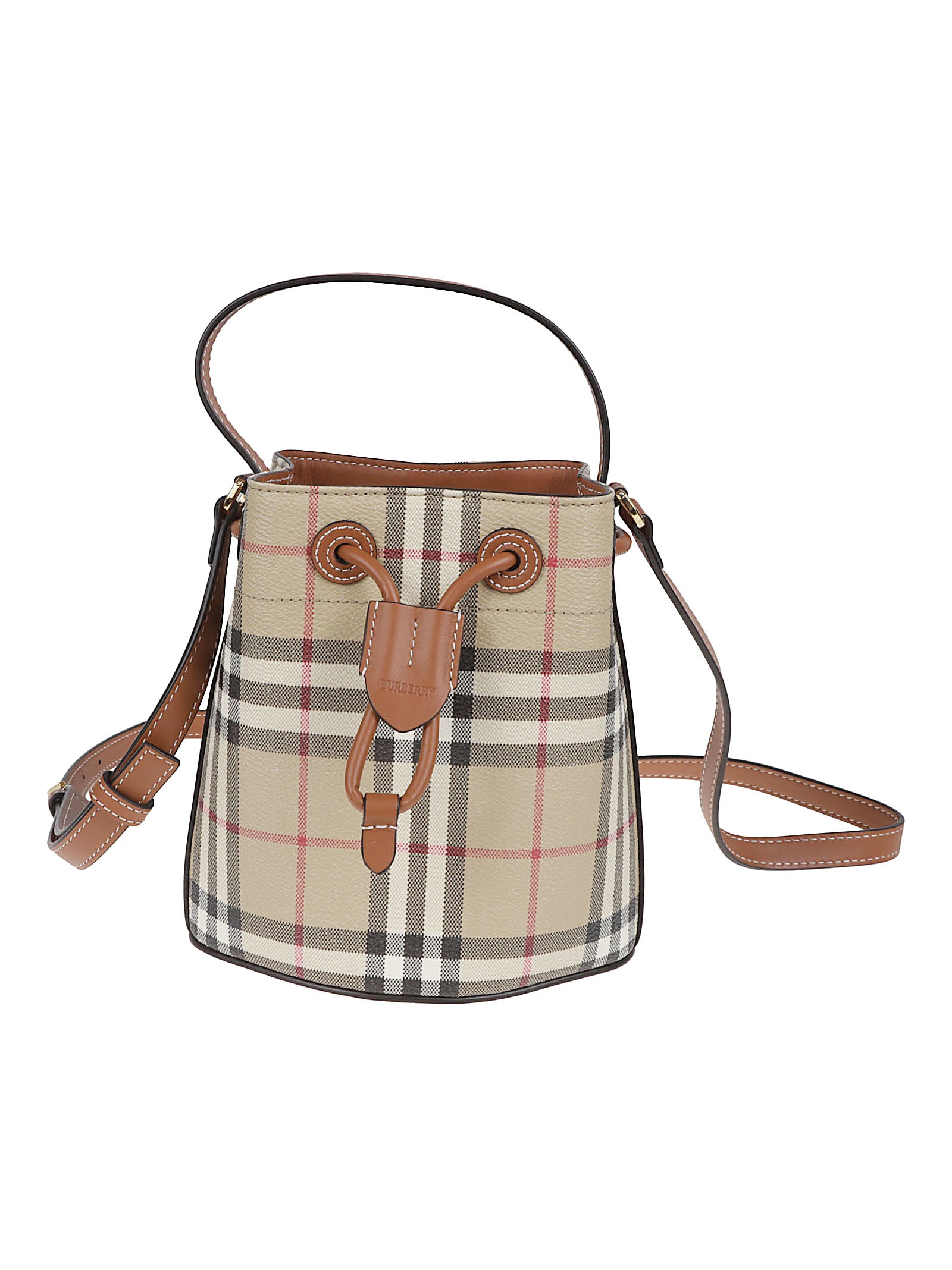 Coated Canvas Bucket Bag with Burberry Check Pattern