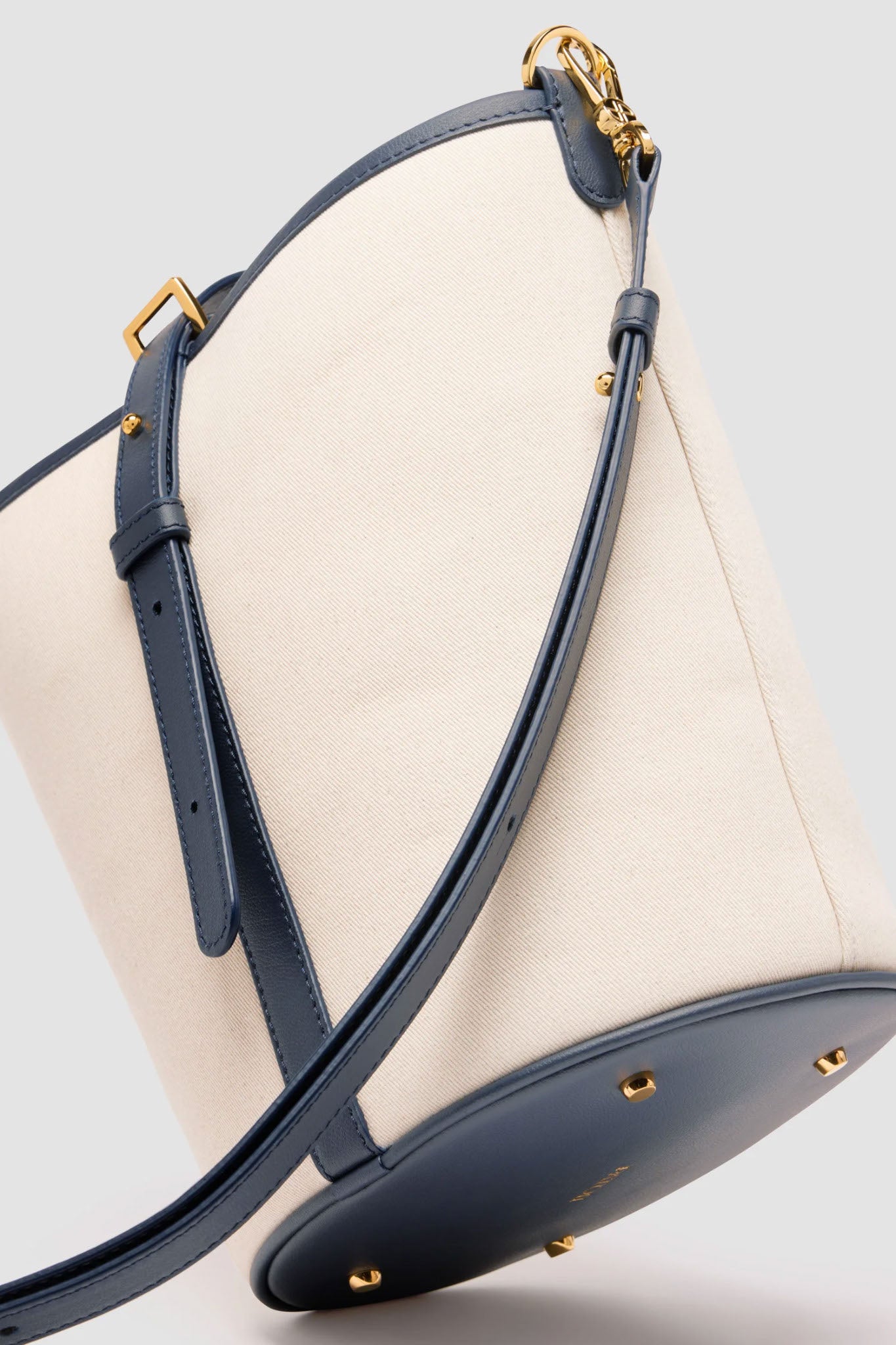 Leather And Canvas Bucket Handbag