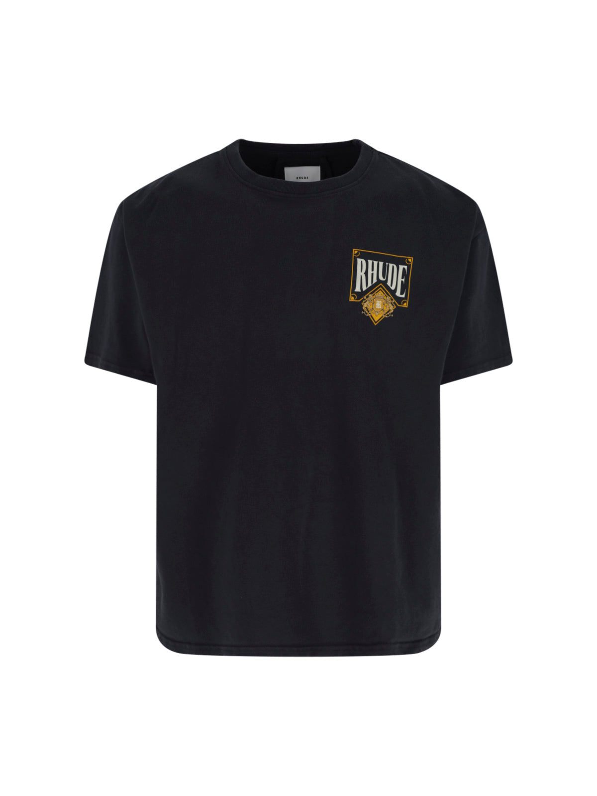 Black Cropped Graphic Ornate Logo T-Shirt