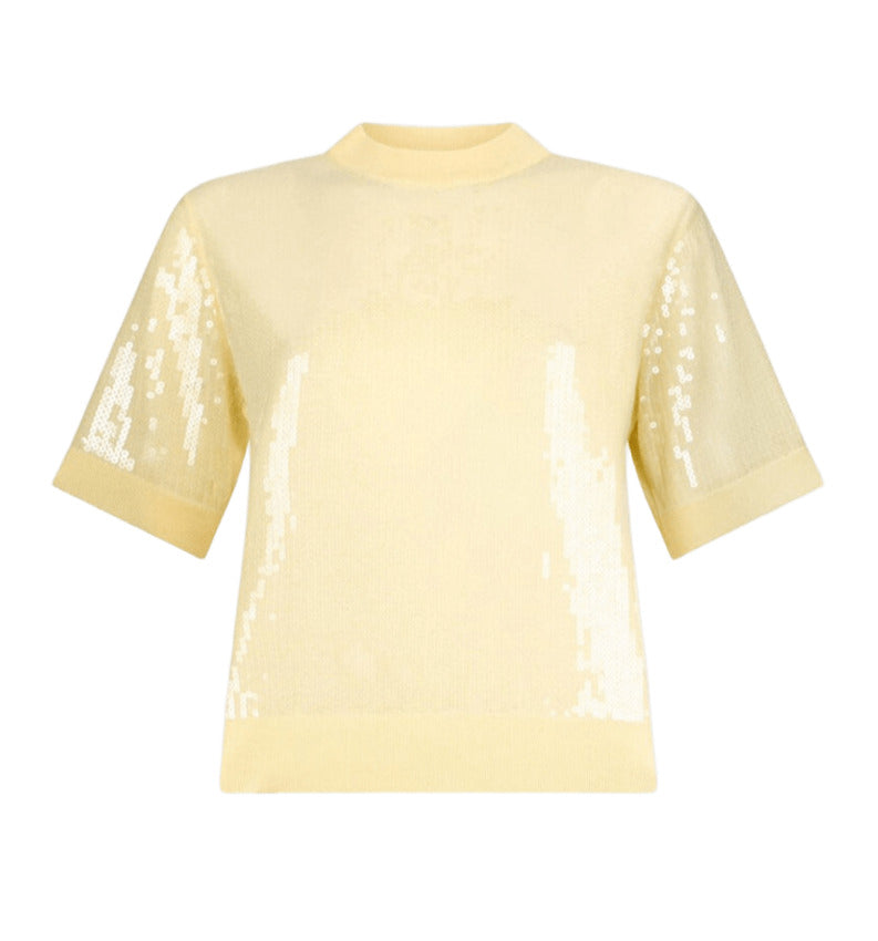 Short-Sleeved Top with Sequin Detailing