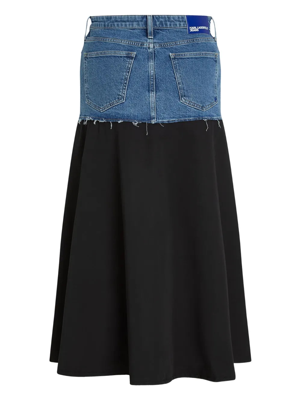 Midi Skirt with Denim-Effect Waist