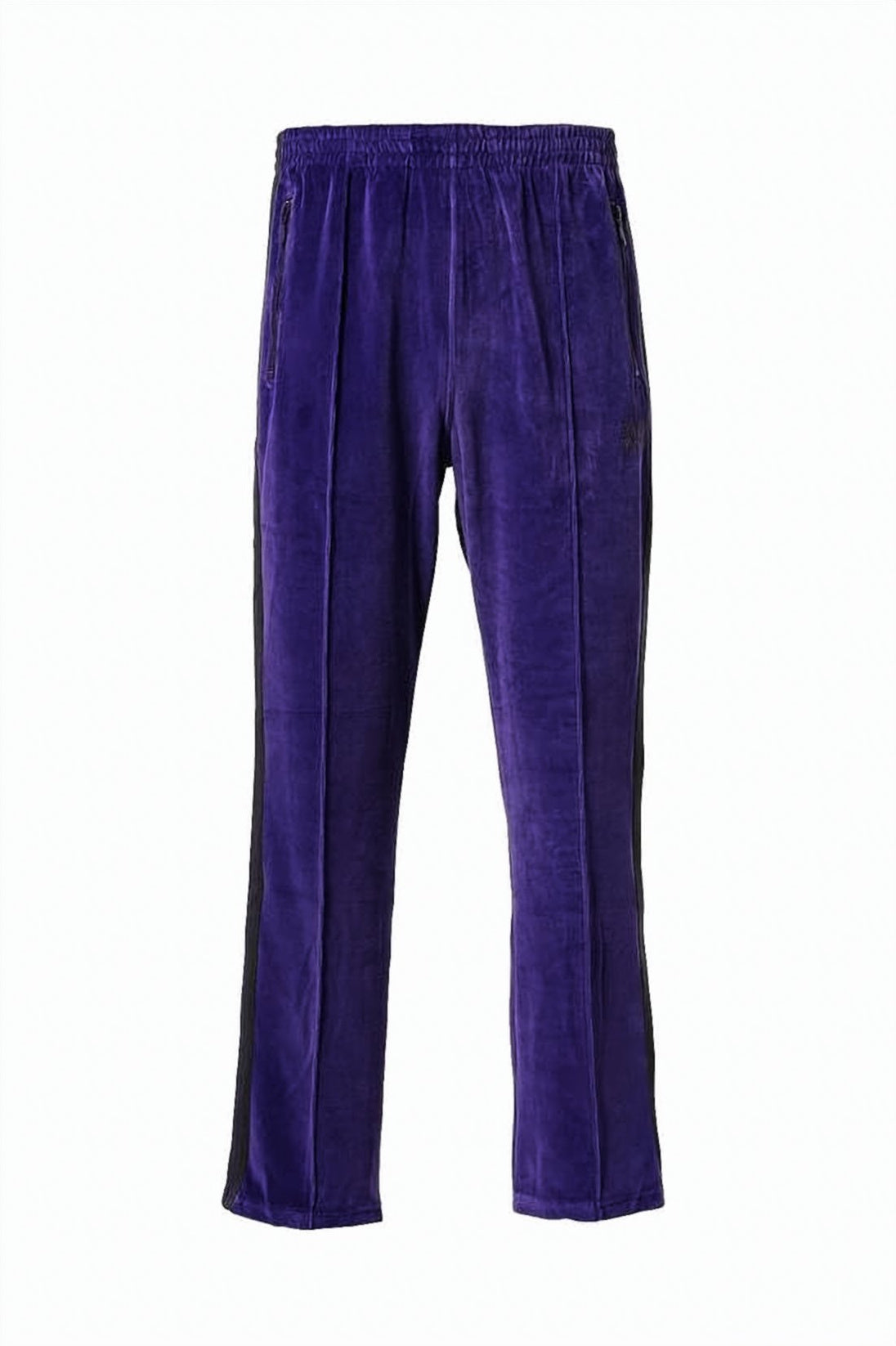 Rich Purple Velour Jogger Pants with Black Side Stripes