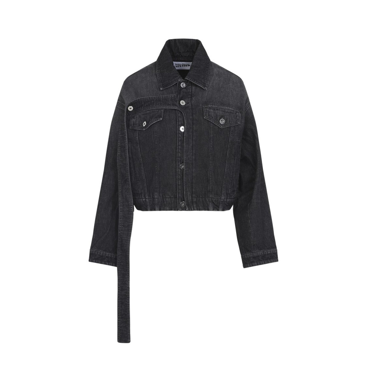 Czarna jeansowa kurtka crop