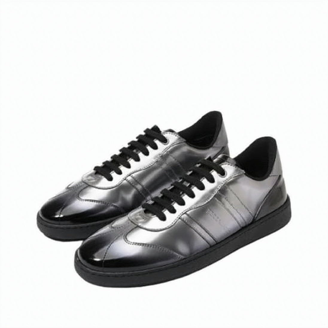 Low-Top Sneakers with Glossy Calf Leather Finish