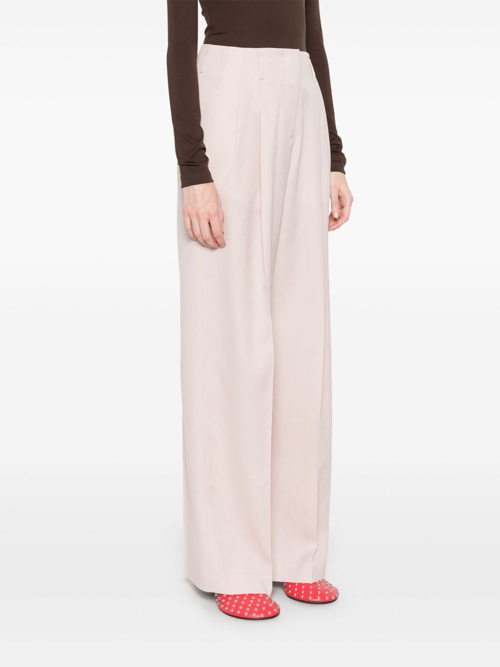 Wide-Leg Tailored Trousers with Concealed Fastening