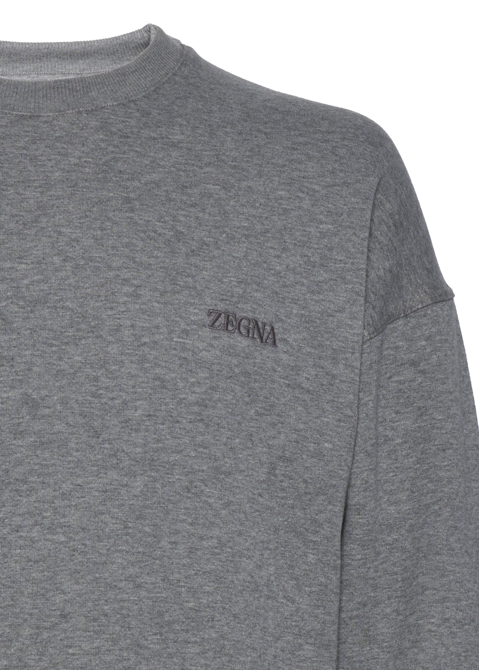 Silken-Blend Grey Sweatshirt With Adjustable Hem