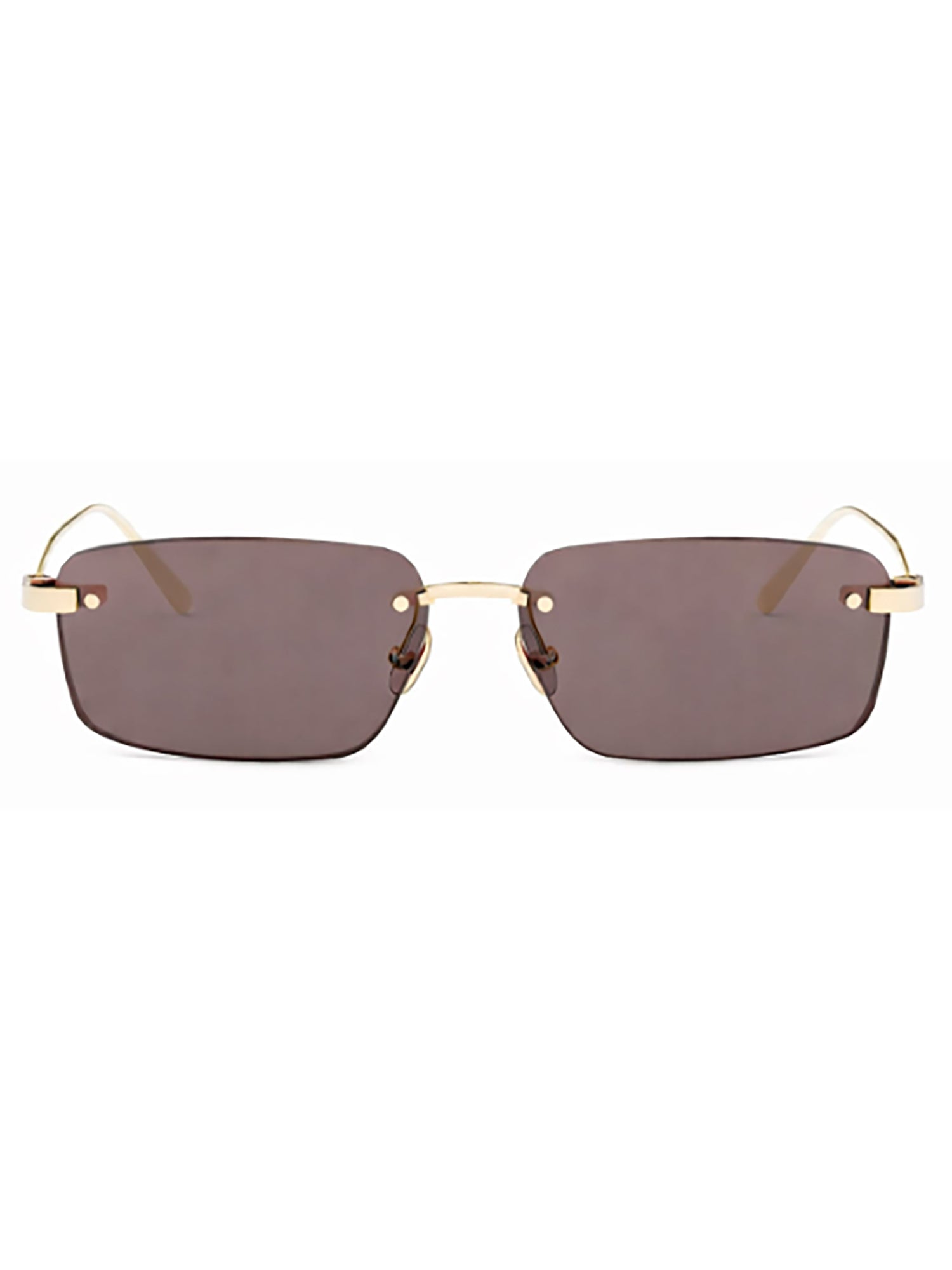 Rimless Rectangular Sunglasses With Gold-Toned Metal Accents
