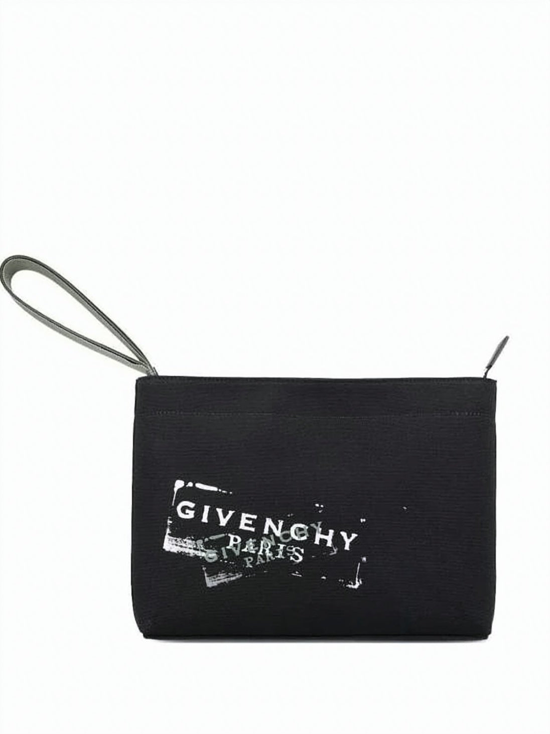 Rectangular Calf Leather Clutch with Edgy Logo Design