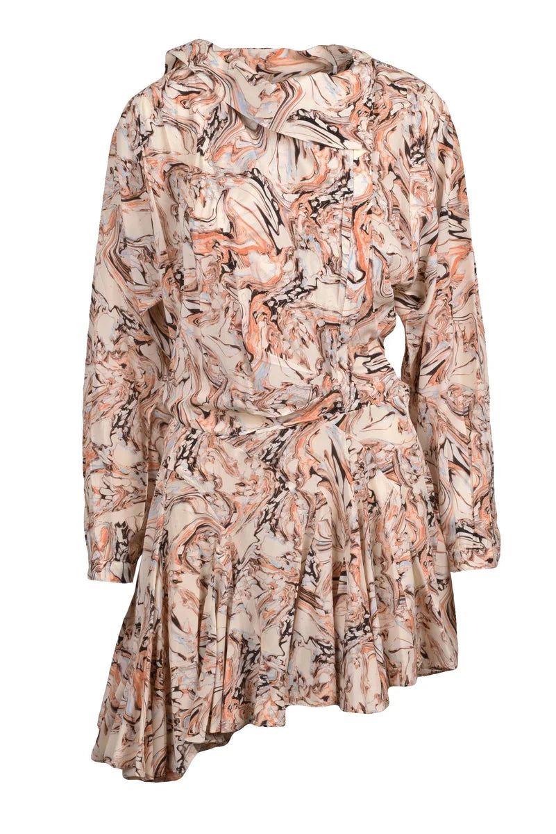 Silk Chiffon Dress - Beige