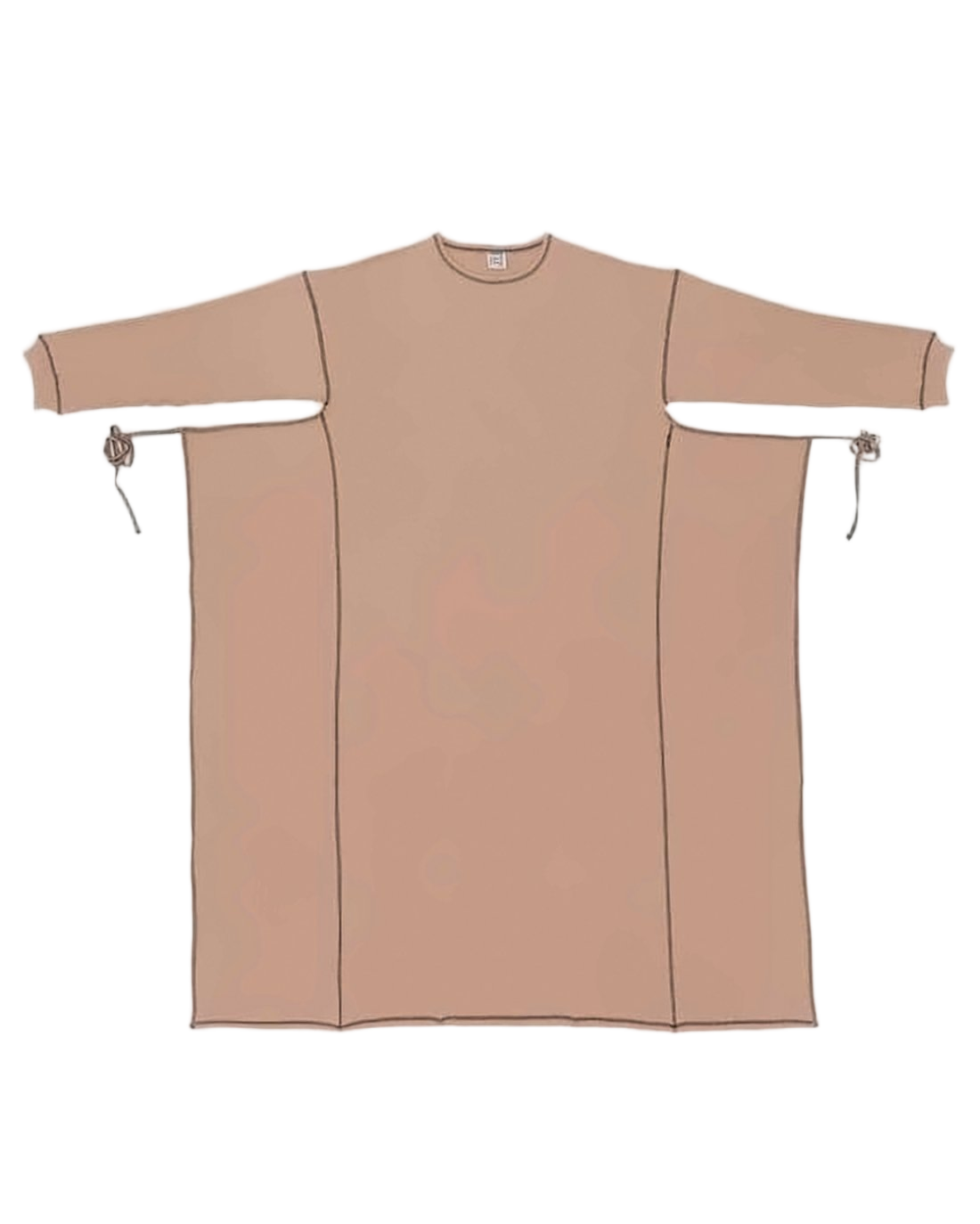 Boxy Mini Dress With Adjustable Cuffs And Visible Seams