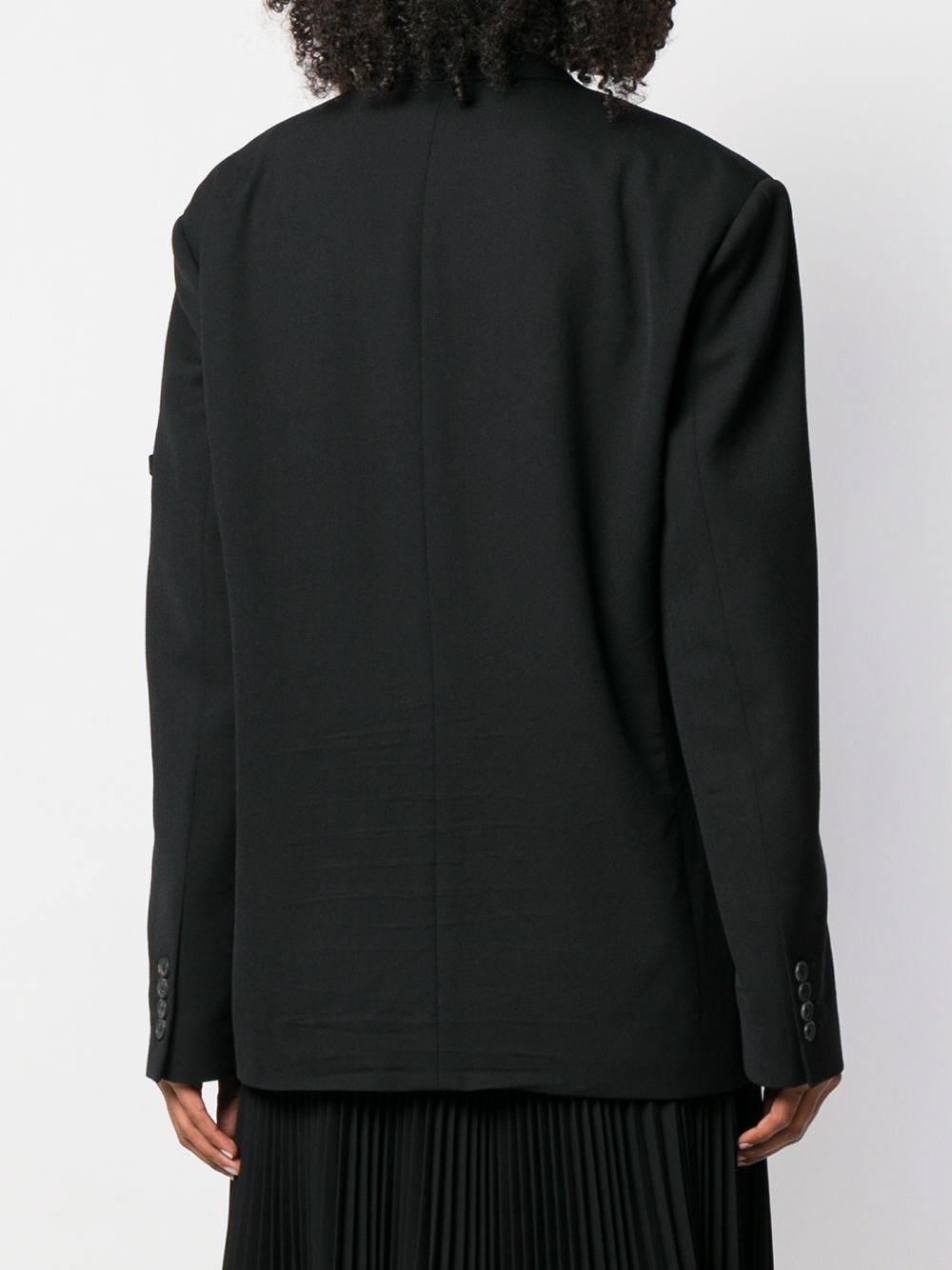 Fluid Viscose Gabardine Jacket with Notch Lapel and Button Detailing