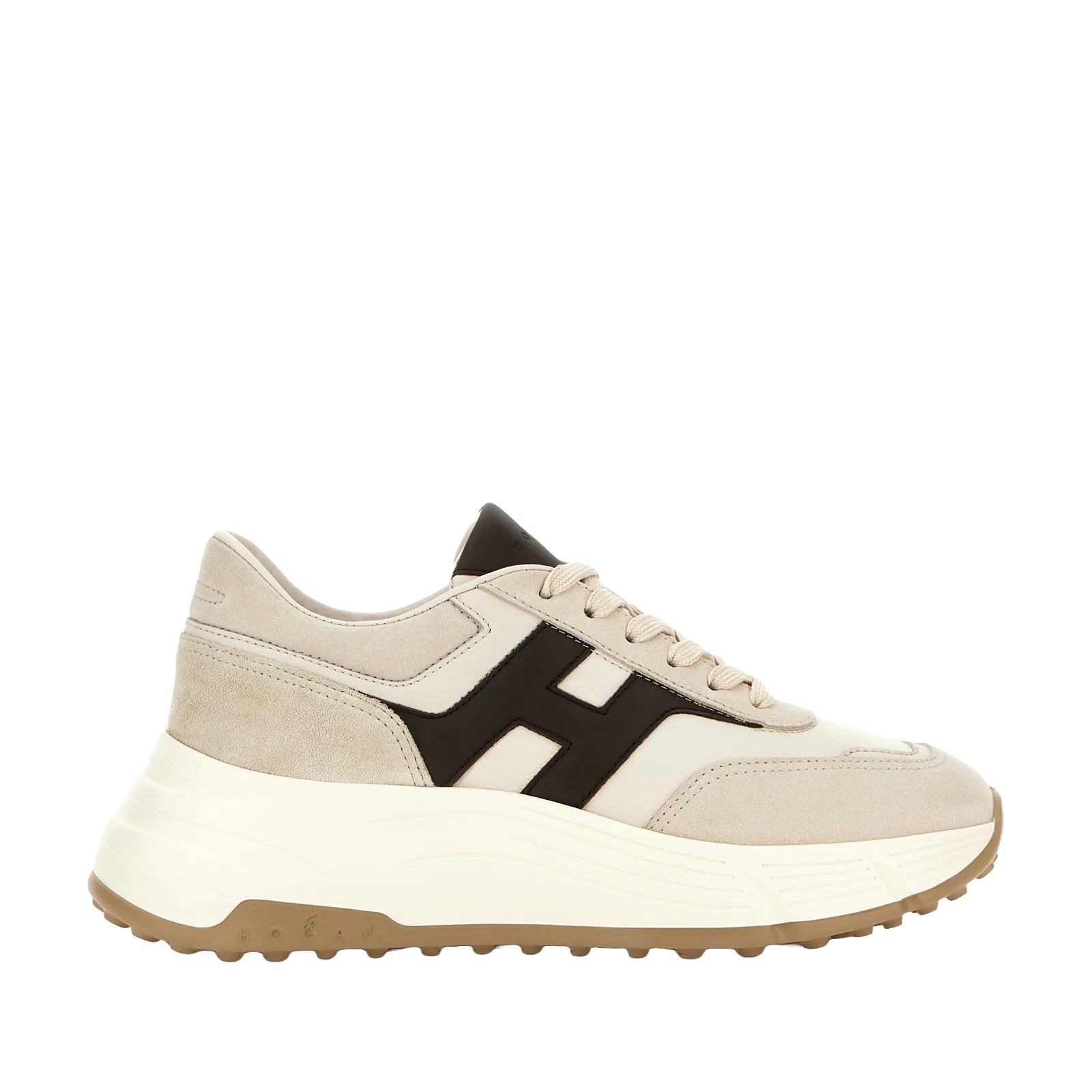 Beige And Brown Lace-Up Shoes With Sole
