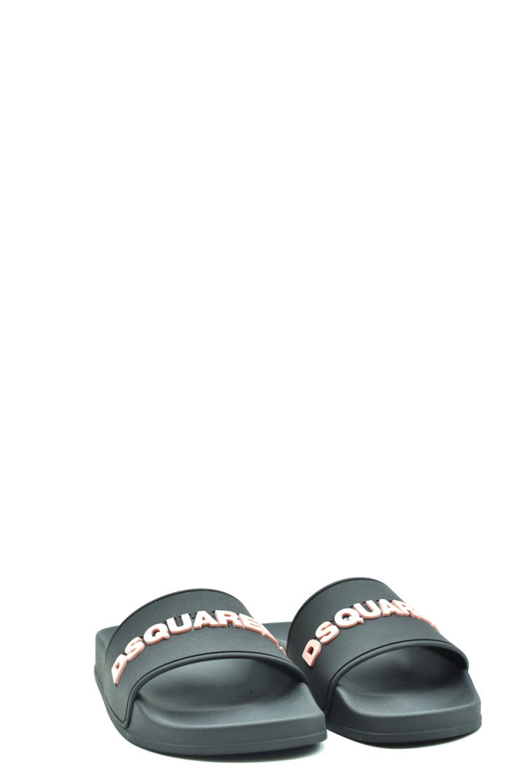 Contemporary Black Slides With Contrasting Raised Lettering