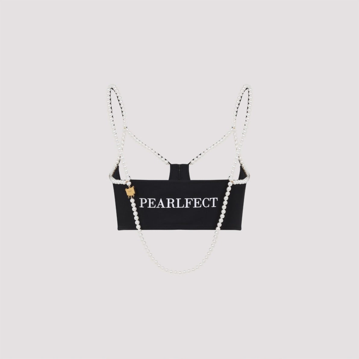 Structured Black Top With Pearl Straps