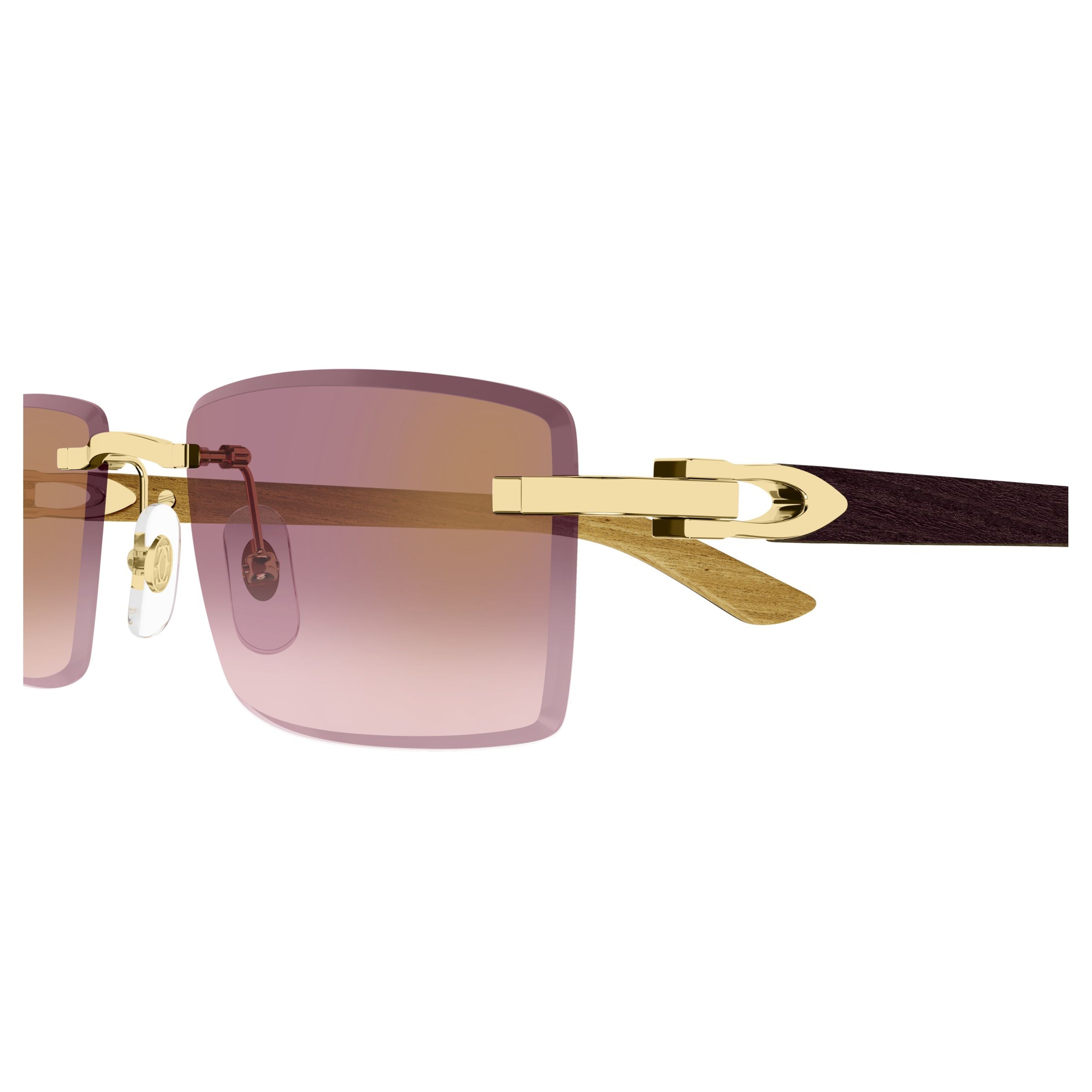 Rimless Rectangular Sunglasses With Gradient Purple Lenses