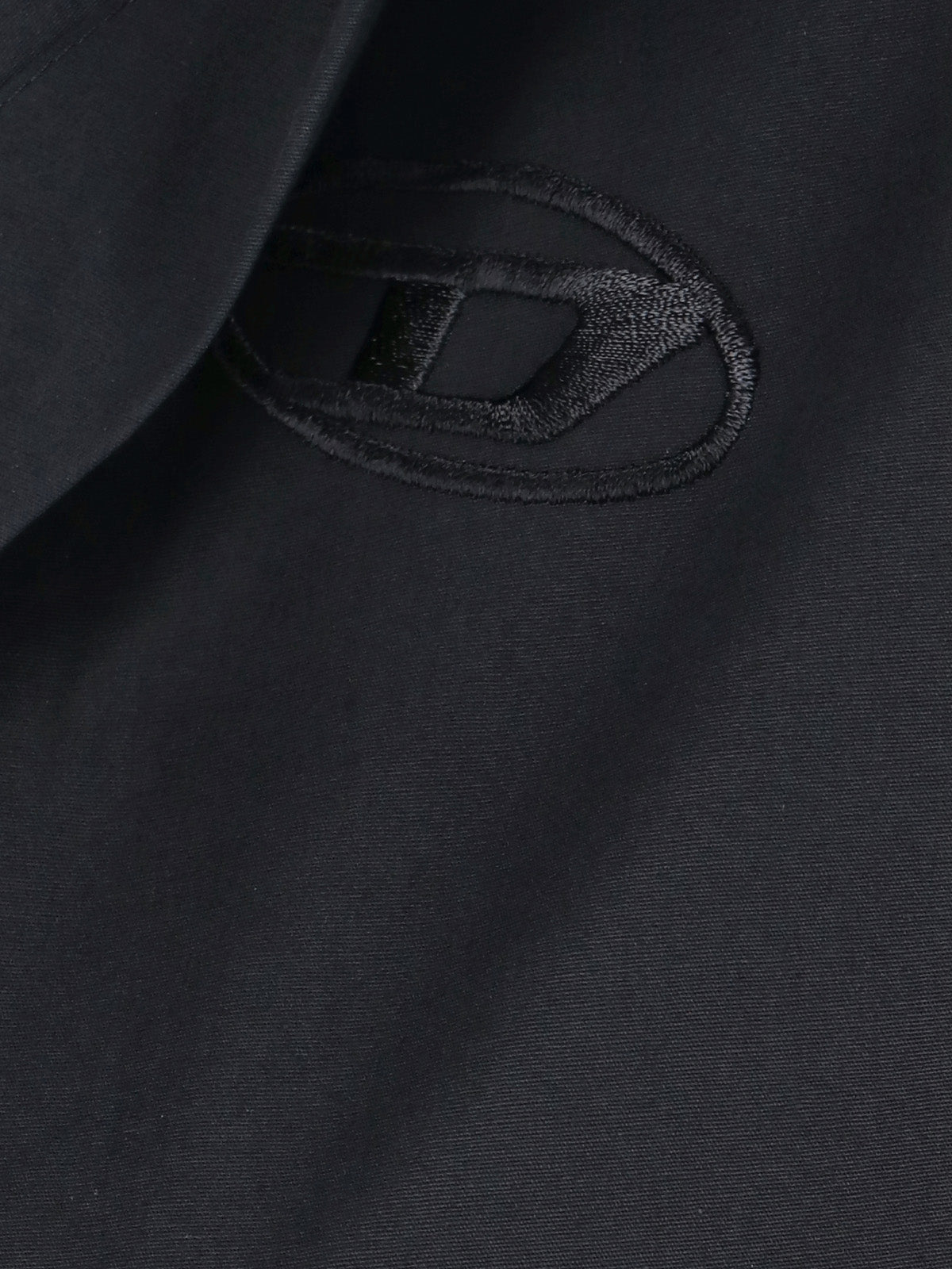 Asymmetrical Black Cotton Shirt With Curved Hem And Embroidered Logo