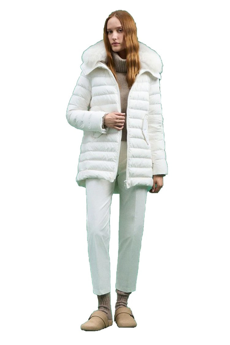 Quilted Down Jacket With Faux Fur Hood