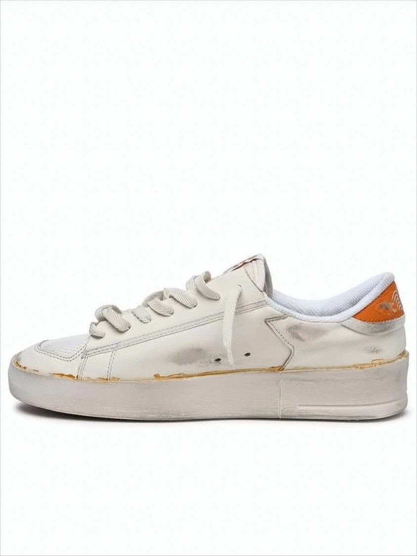 Distressed Vintage Low-Top Sneakers with Mixed Textures