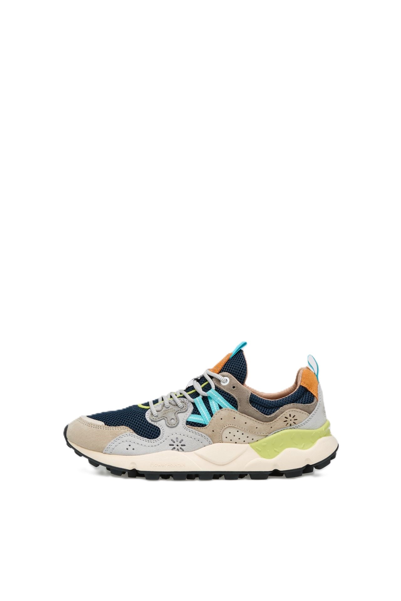 Layered Design Sneakers with Turquoise and Orange Accents