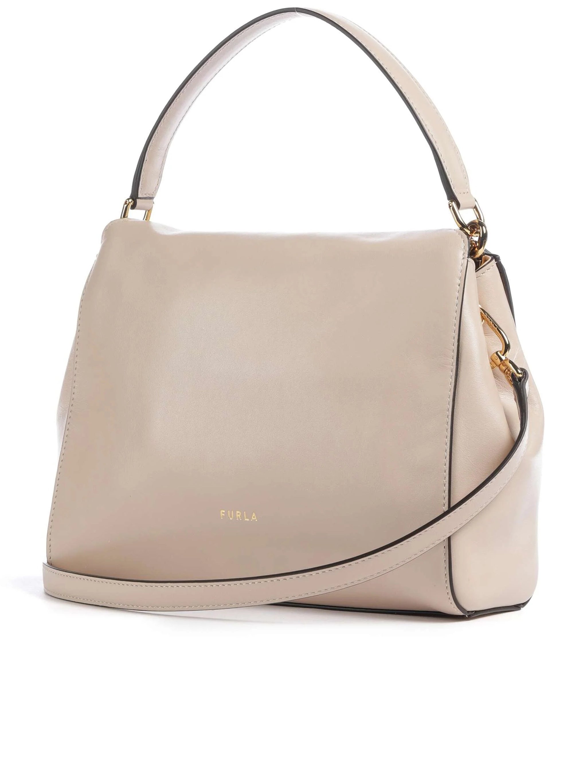 Domus S Structured Neutral Leather Handbag