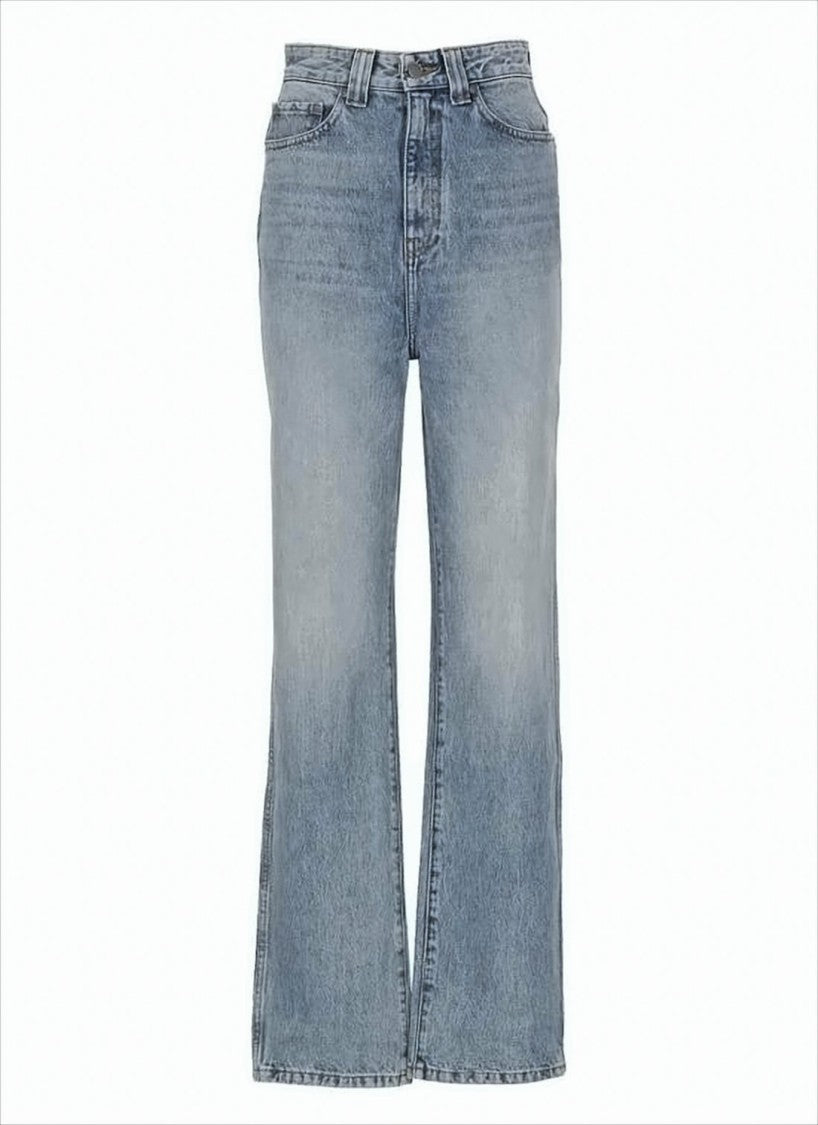High-Waisted Light Blue Denim Pants With Vintage Appeal