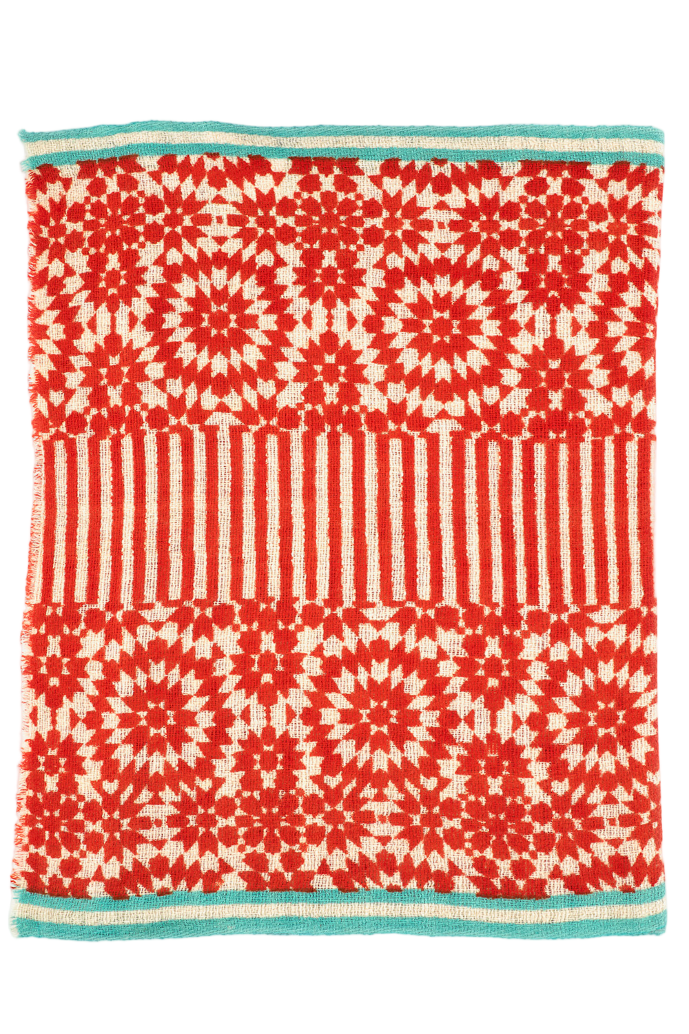 Geometric Jacquard Cashmere Scarf With Contrasting Border