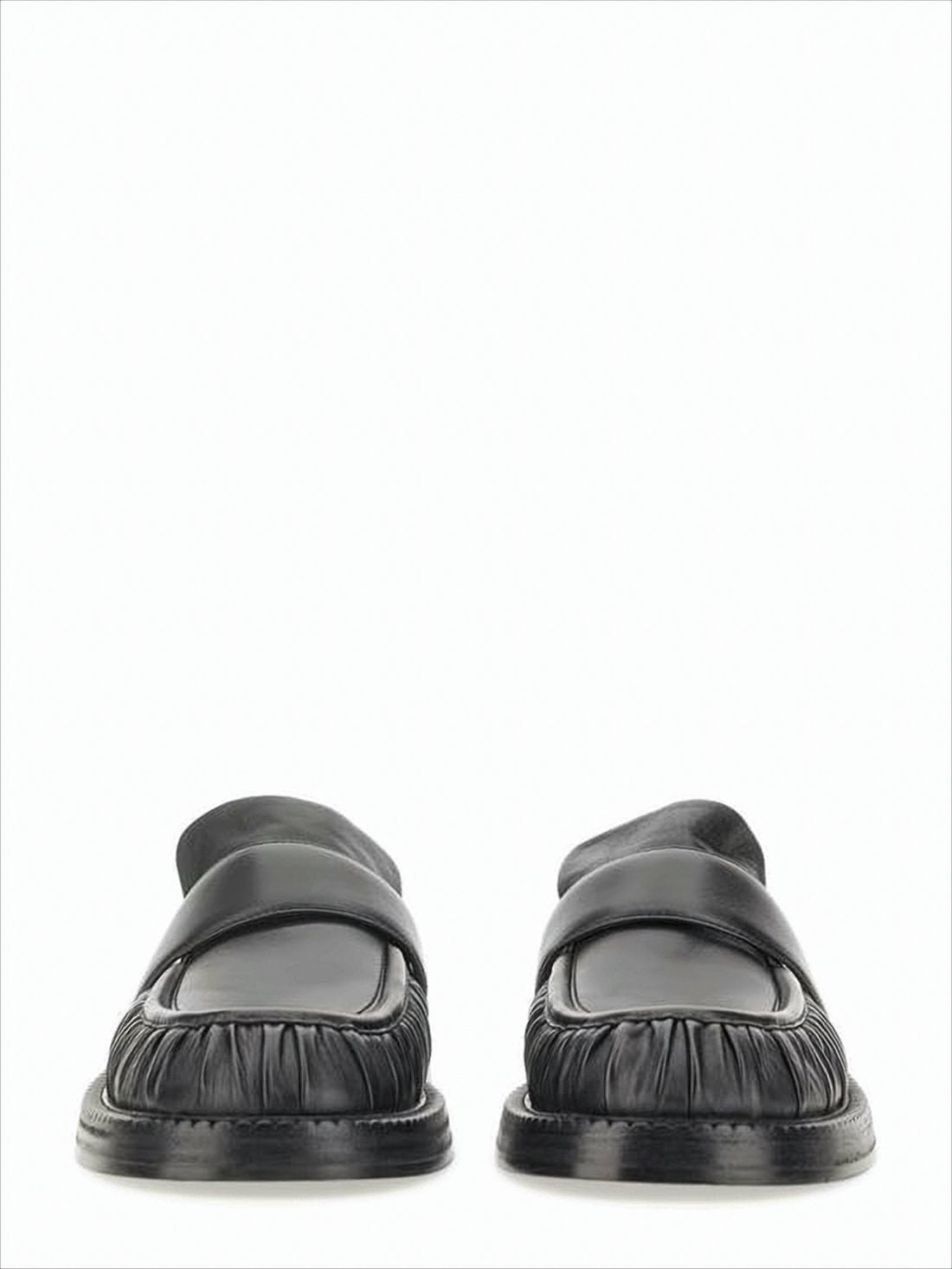 Ruched Leather Loafers with Classic Slip-On Design