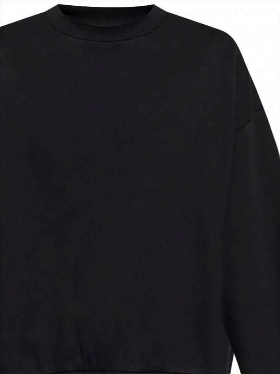 Black Fleece Pullover with Crew Neckline