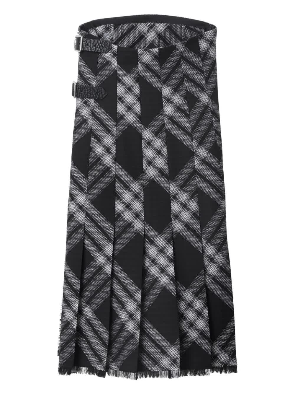 Check Woven Wool Kilt Dress
