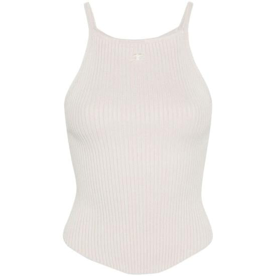 Ribbed Sleeveless Tank Top with Asymmetrical Hemline