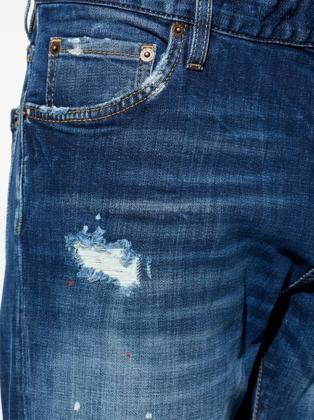 Distressed Medium Blue Denim Pants
