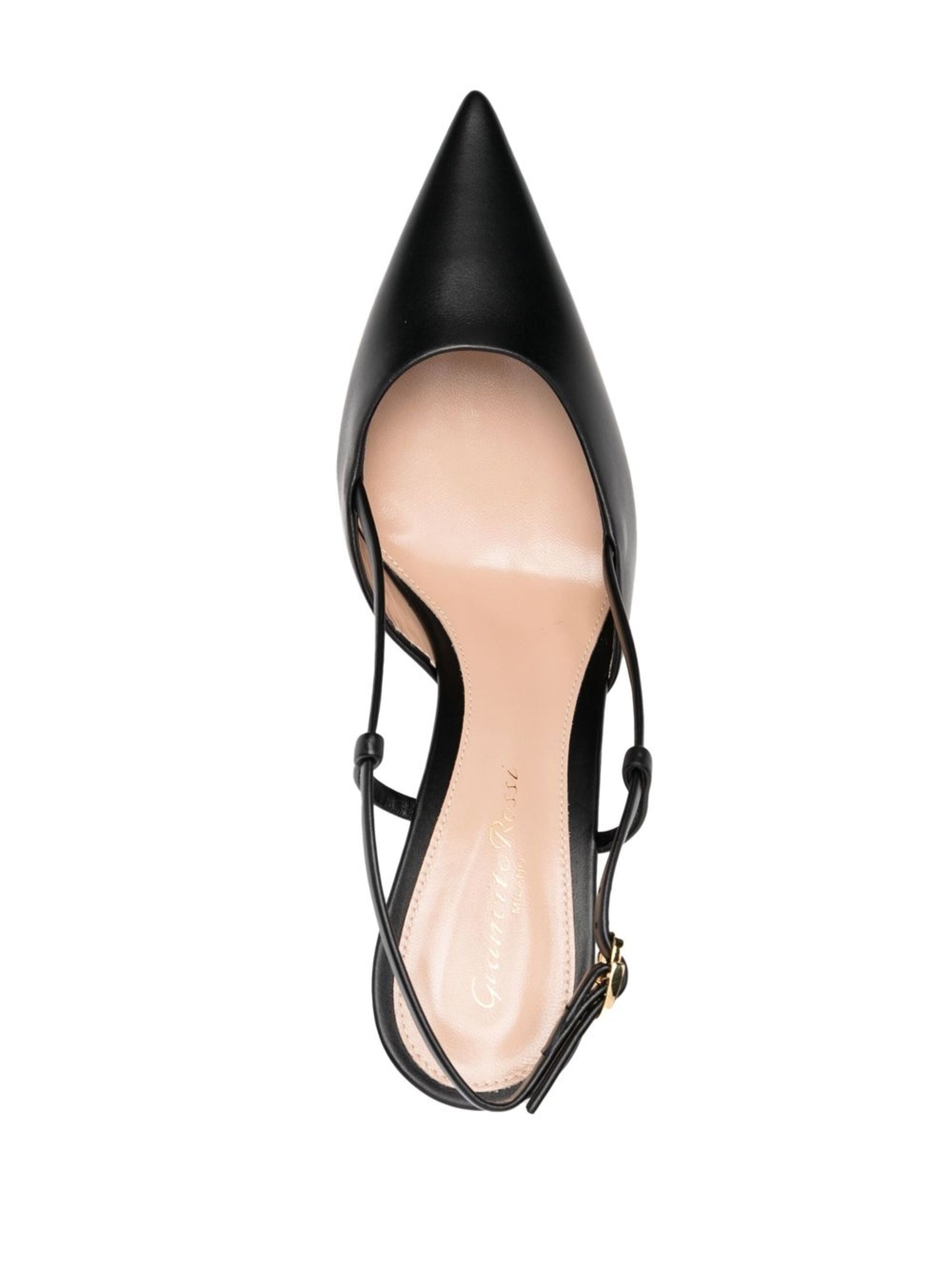 Black Pointed Toe Vitello Leather Slingbacks