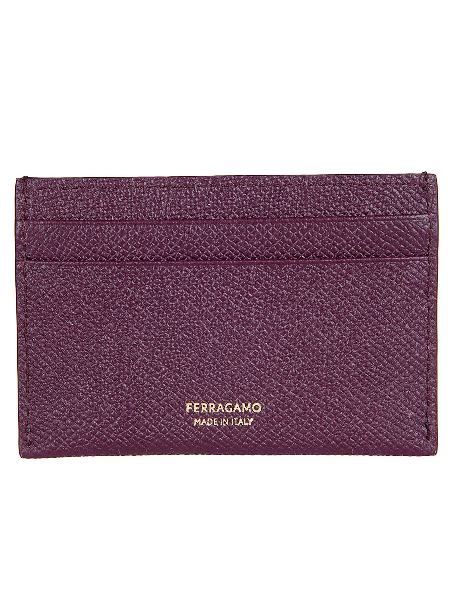 Textured Calf Leather Cardholder with Gold-Toned Gancini Emblem
