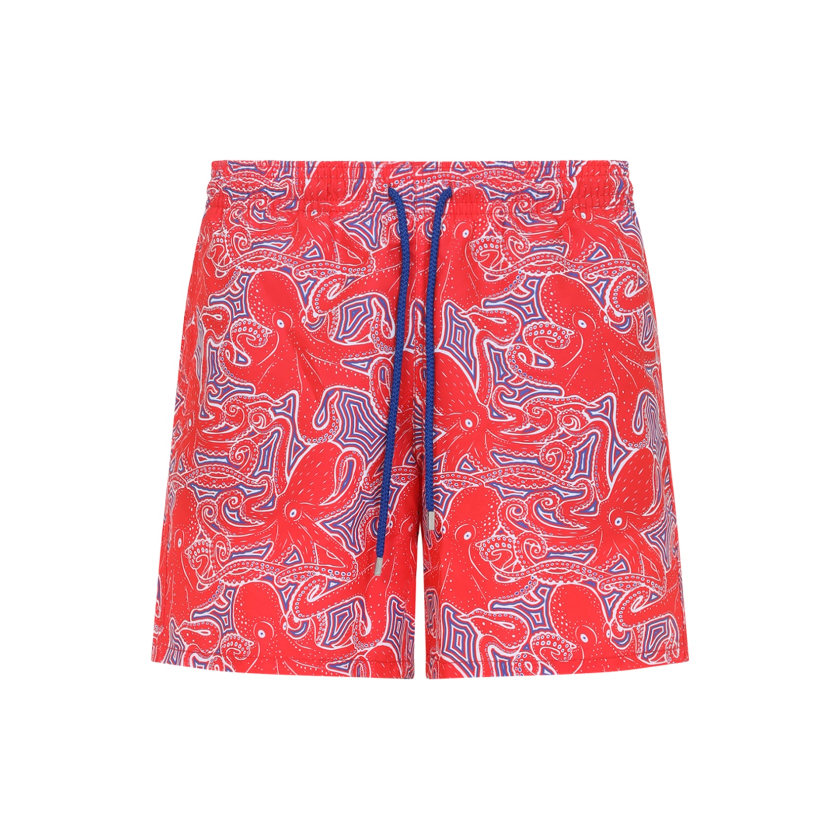 Swim Shorts with Octopus and Wave Pattern