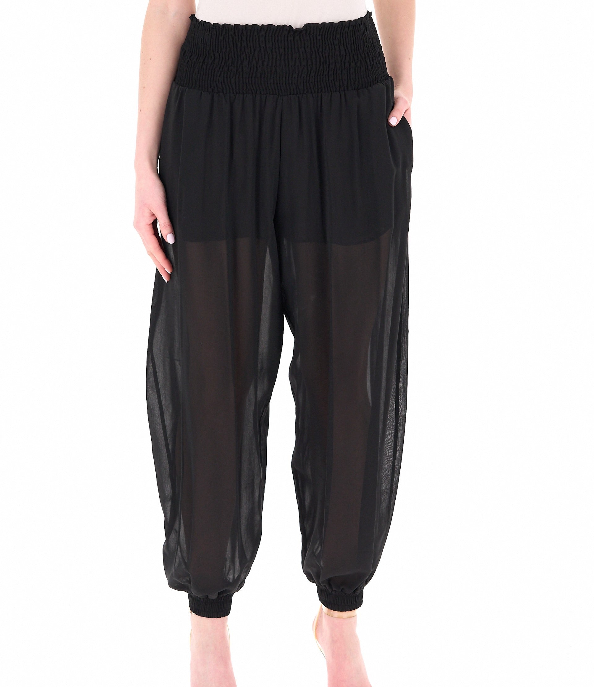 Bore Black Sheer Elastic Trousers