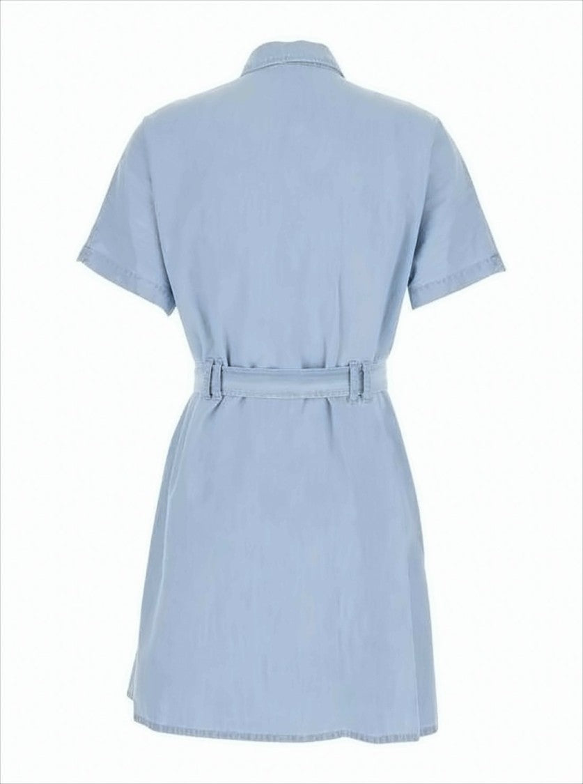 Short Denim Dress with Classic Collar
