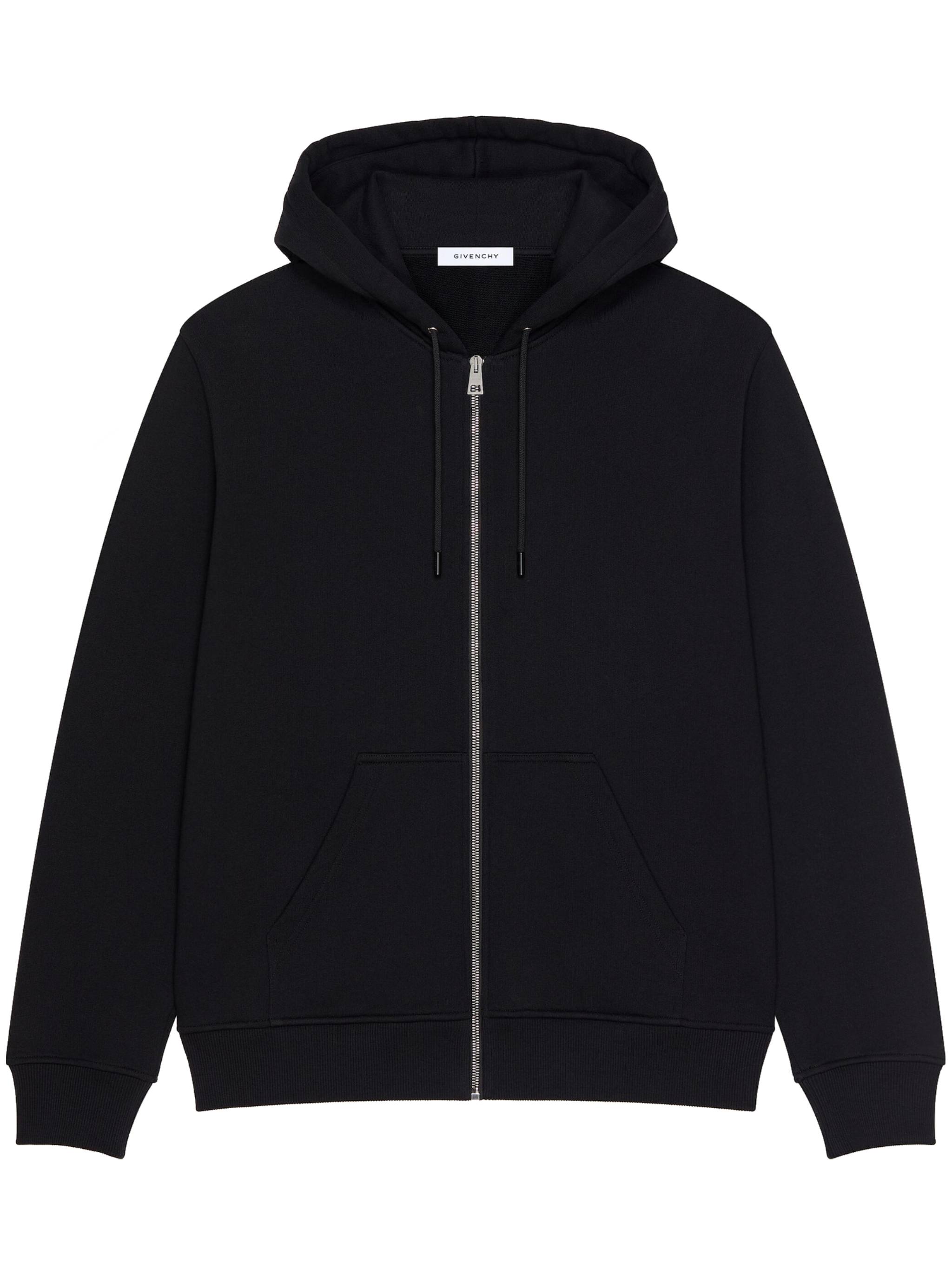 Regular Fit Black Cotton Zipped Hoodie