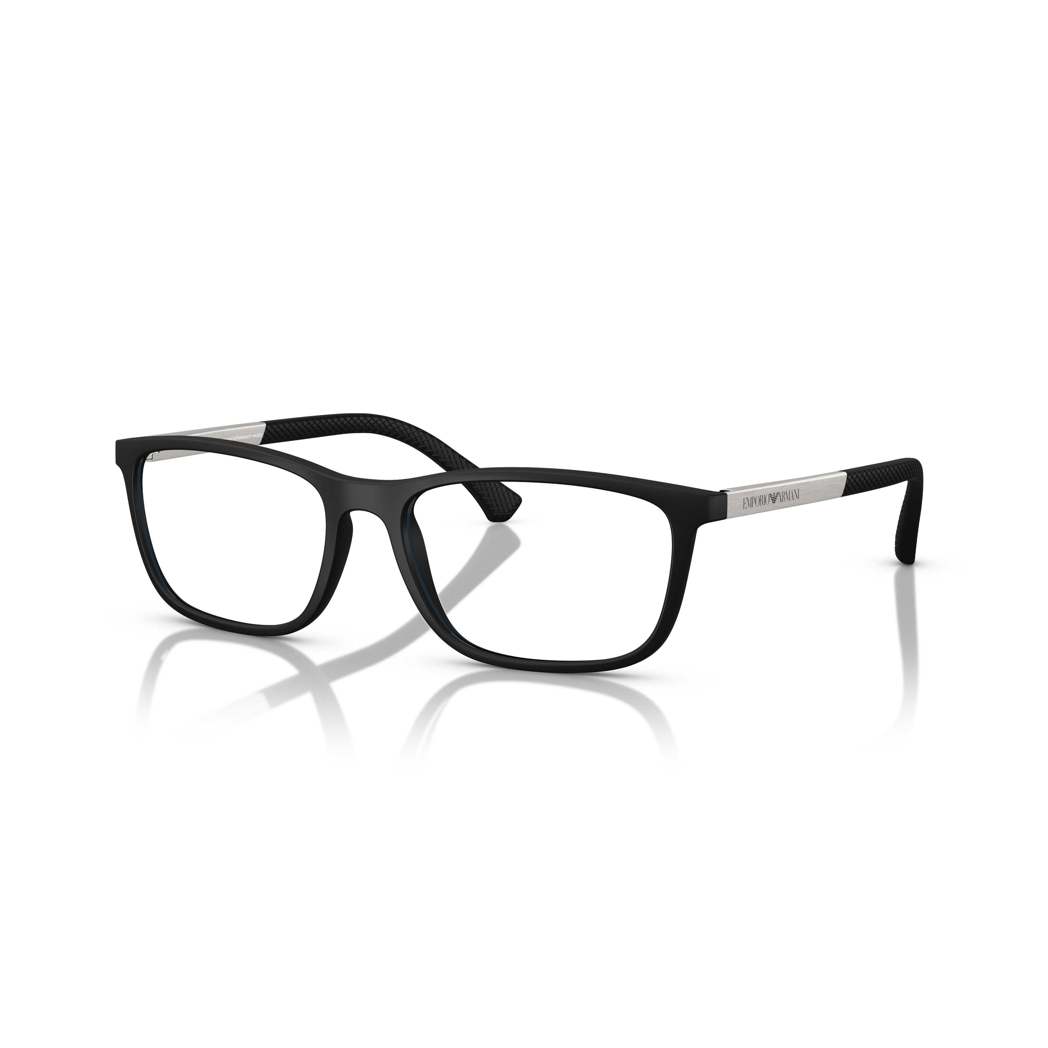 0ea3069 Rectangular Matte Black Eyeglasses with Textured Temple Tips